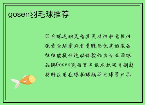 gosen羽毛球推荐