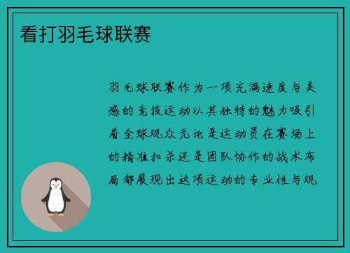 看打羽毛球联赛